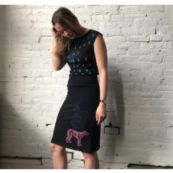 Smoking Lily Dresses & Skirts - Smoking Lily LePetite  Black skirt with stencilled design size M